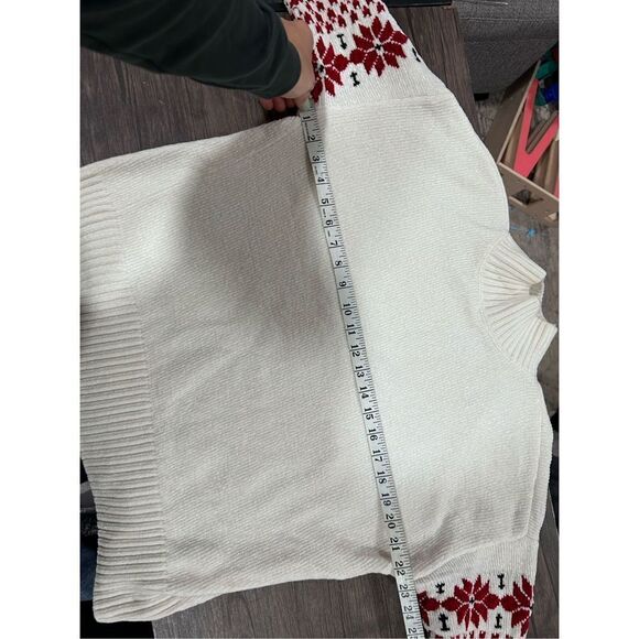 Christian Siriano White Christmas Argyle turtle Neck Ribbed Cuff Sweater Size L - Picture 12 of 13